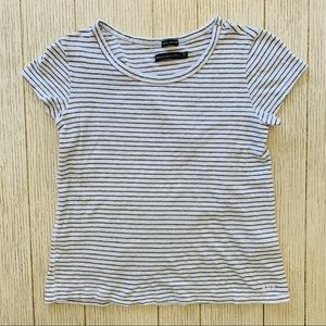 Abercrombie white and gray striped tee